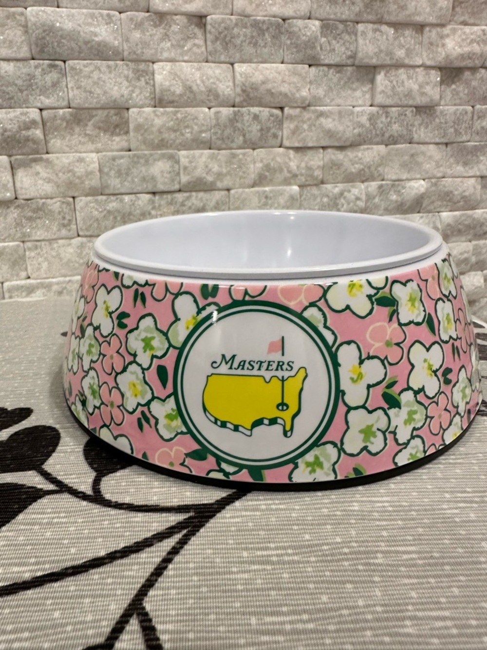 Masters Pink Floral Pet Bowl with White Interior